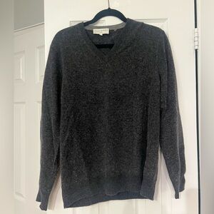 White + Warren Cashmere Dark Gray V-Neck Men’s Sweater